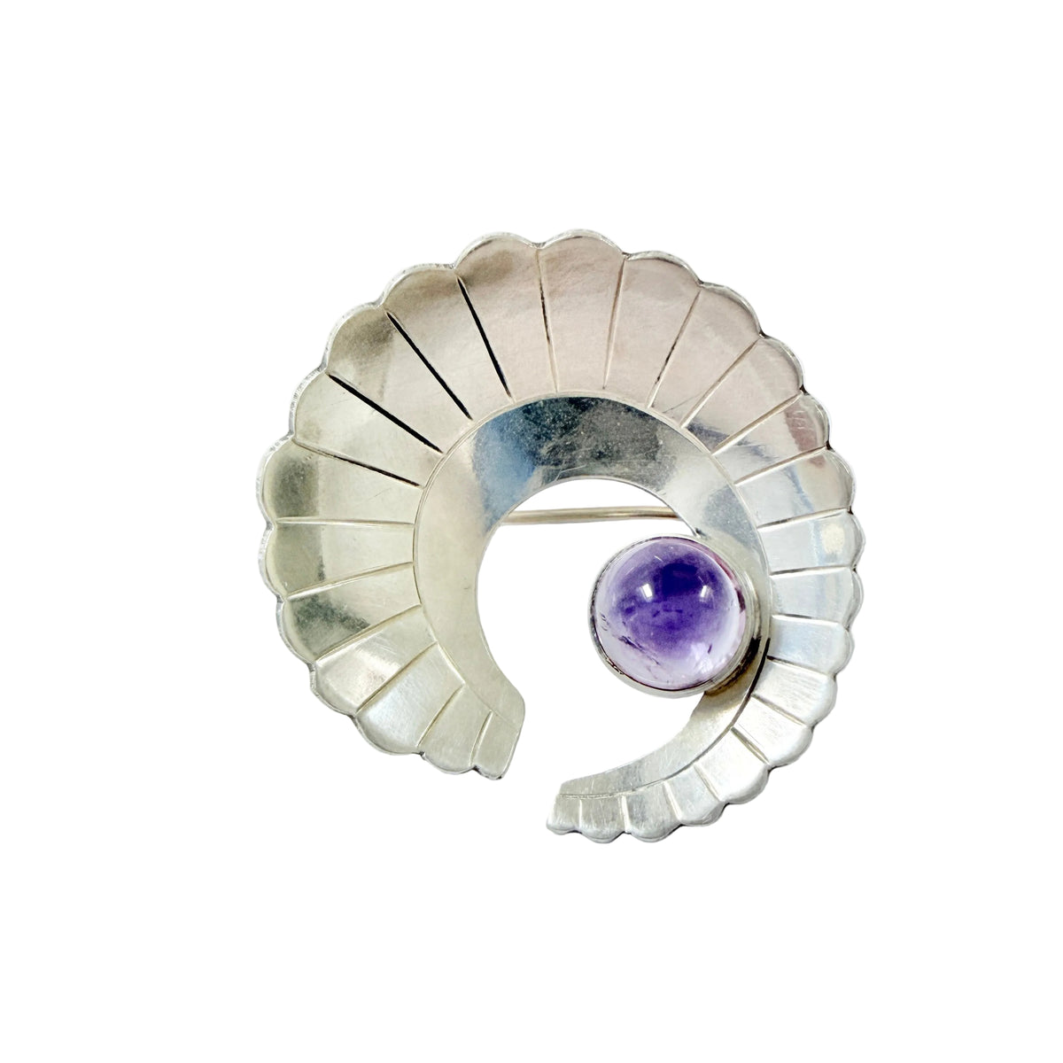 Per Ericsson, Sweden 1956. Vintage Sterling Silver Amethyst Brooch
