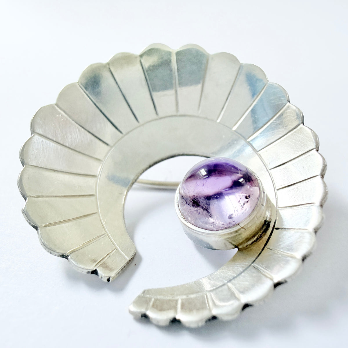 Per Ericsson, Sweden 1956. Vintage Sterling Silver Amethyst Brooch