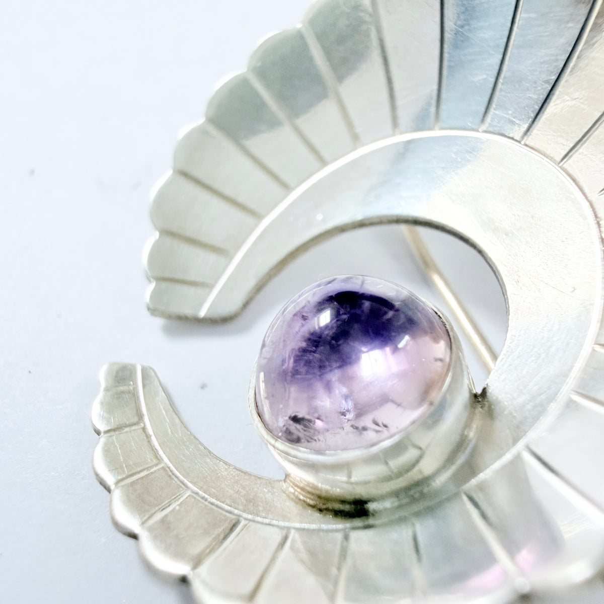 Per Ericsson, Sweden 1956. Vintage Sterling Silver Amethyst Brooch