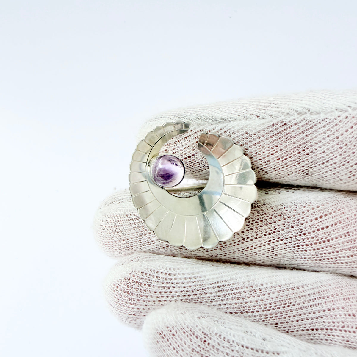 Per Ericsson, Sweden 1956. Vintage Sterling Silver Amethyst Brooch