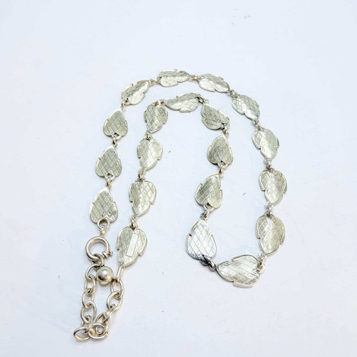 TeKa, Germany. Vintage ca 1960 Solid Silver Leaf Necklace.