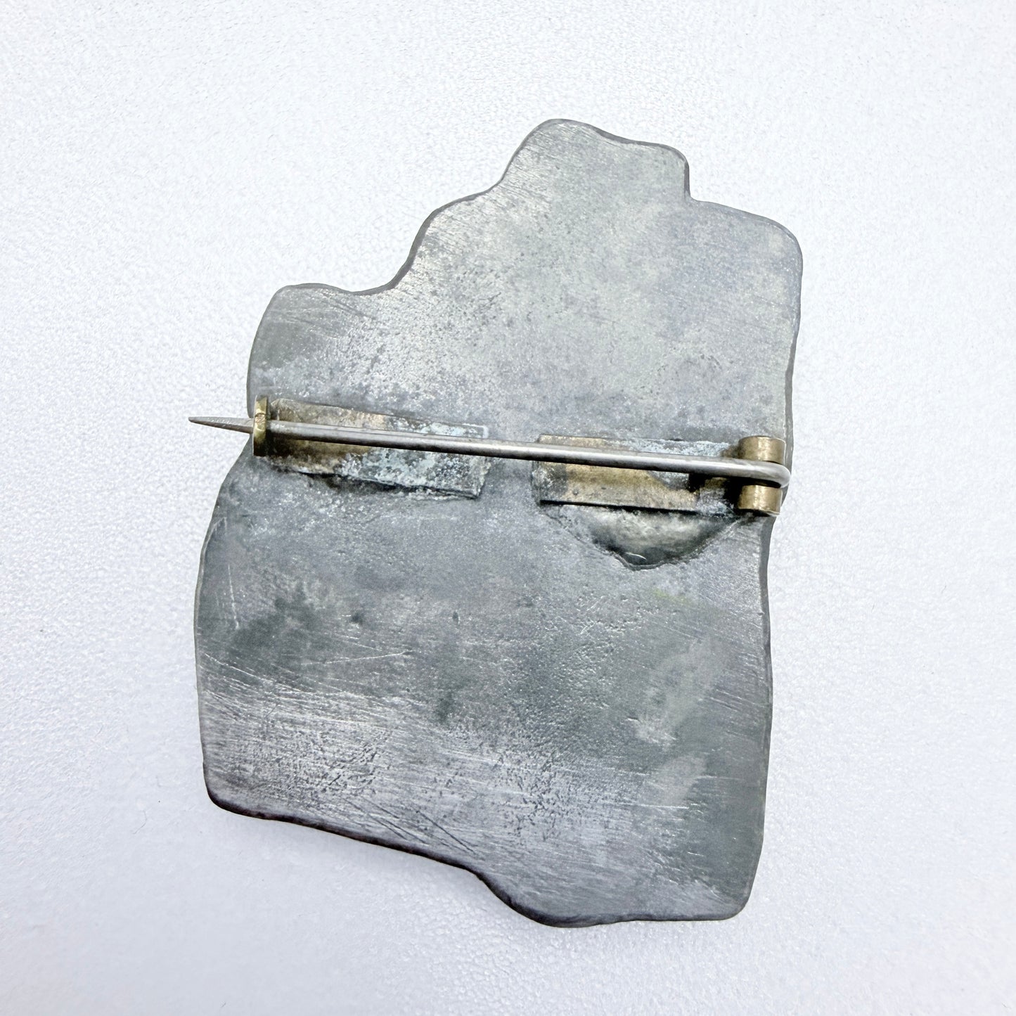 Scandinavia early 1900s. Antique National Romantic Pewter Brooch.