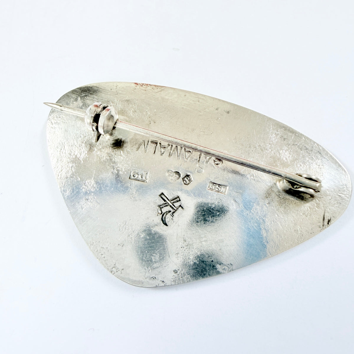 Salamalm, Sweden 1965. Vintage Solid SIlver Silver Ore Brooch.
