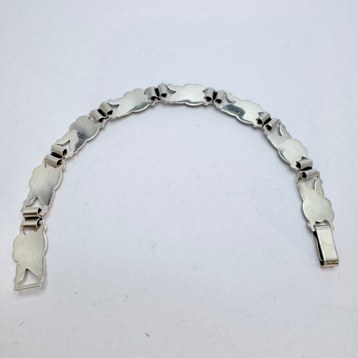 Asa-Silver Tage Linde, Sweden 1952. Vintage Solid Silver Flower Bracelet.