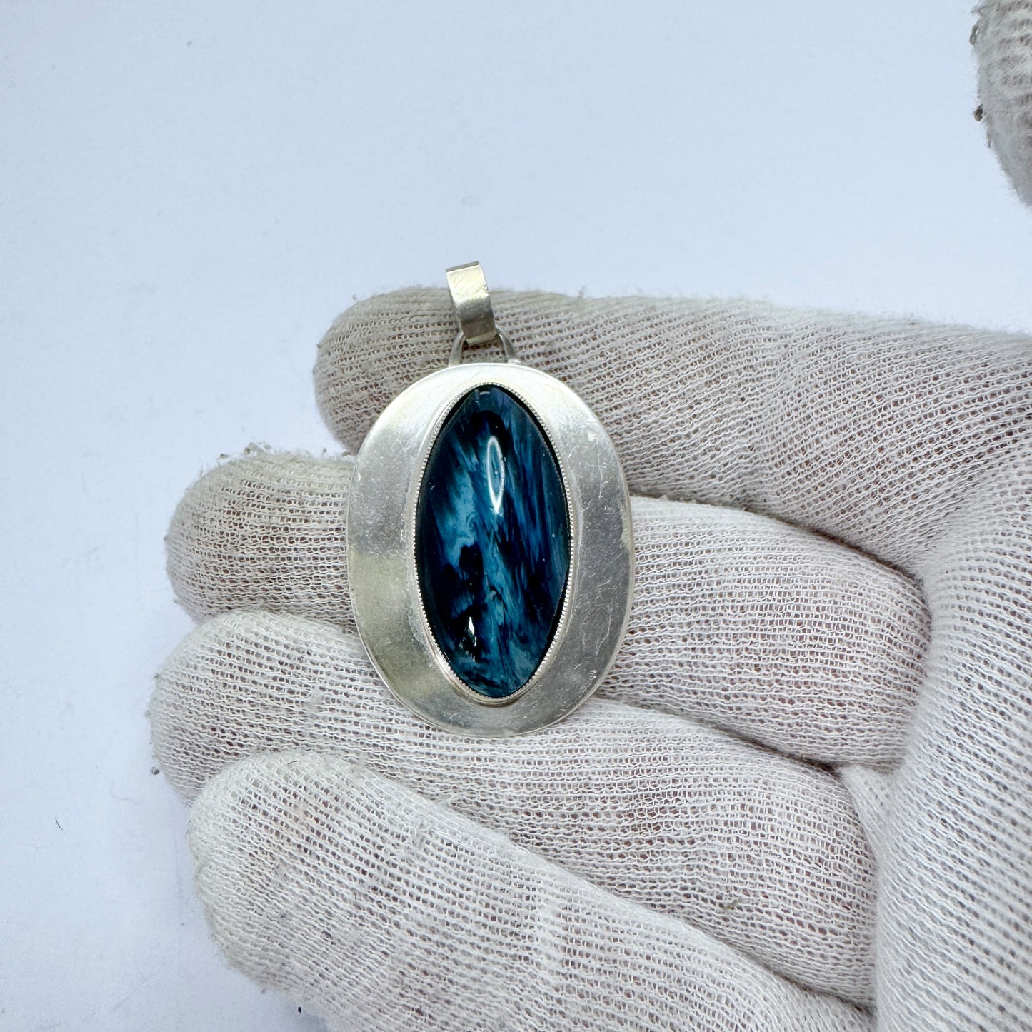 Sweden. Vintage Sterling Silver Bergslagen-stone Pendant.