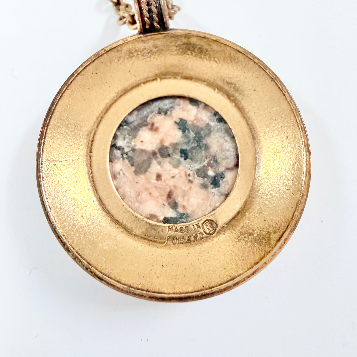 Kalevala Koru, Finland. Vintage Bronze Granite Pendant Necklace.