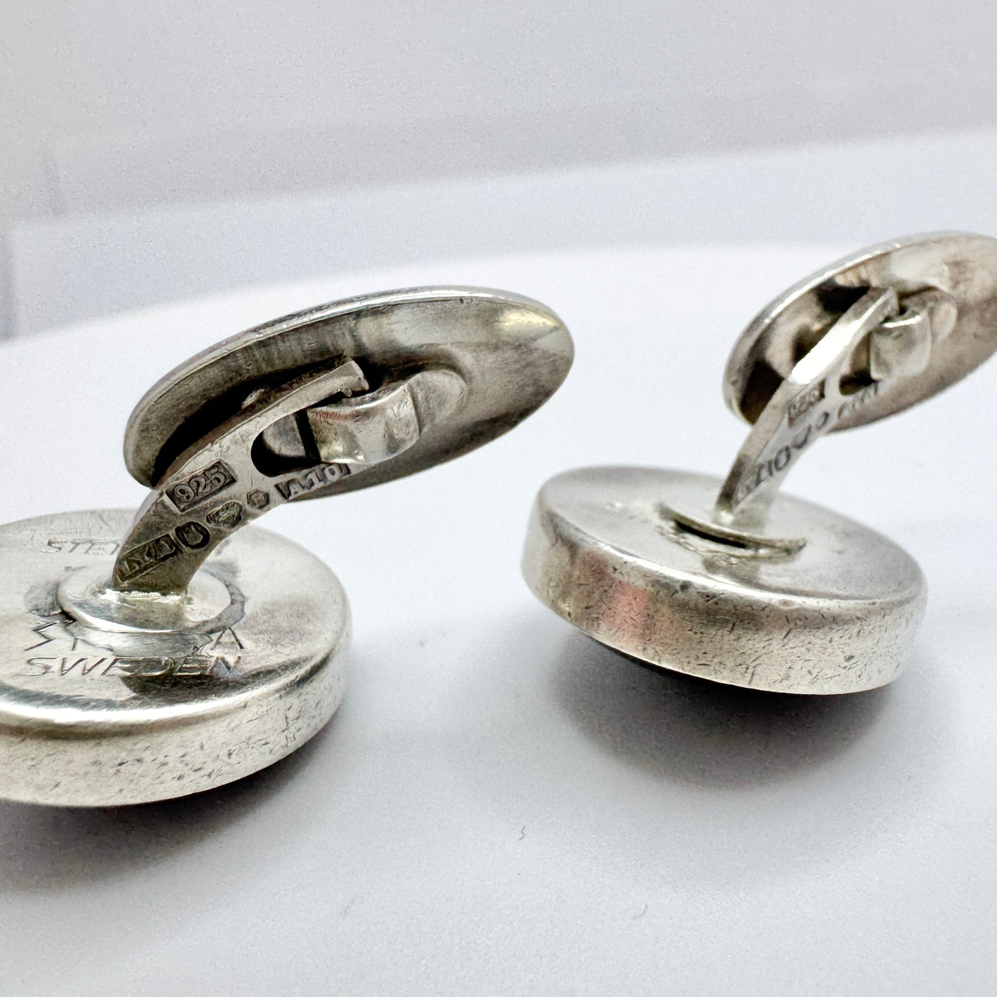 Stenlya, Sweden 1975. Vintage Sterling Silver Iron Ore Cufflinks.