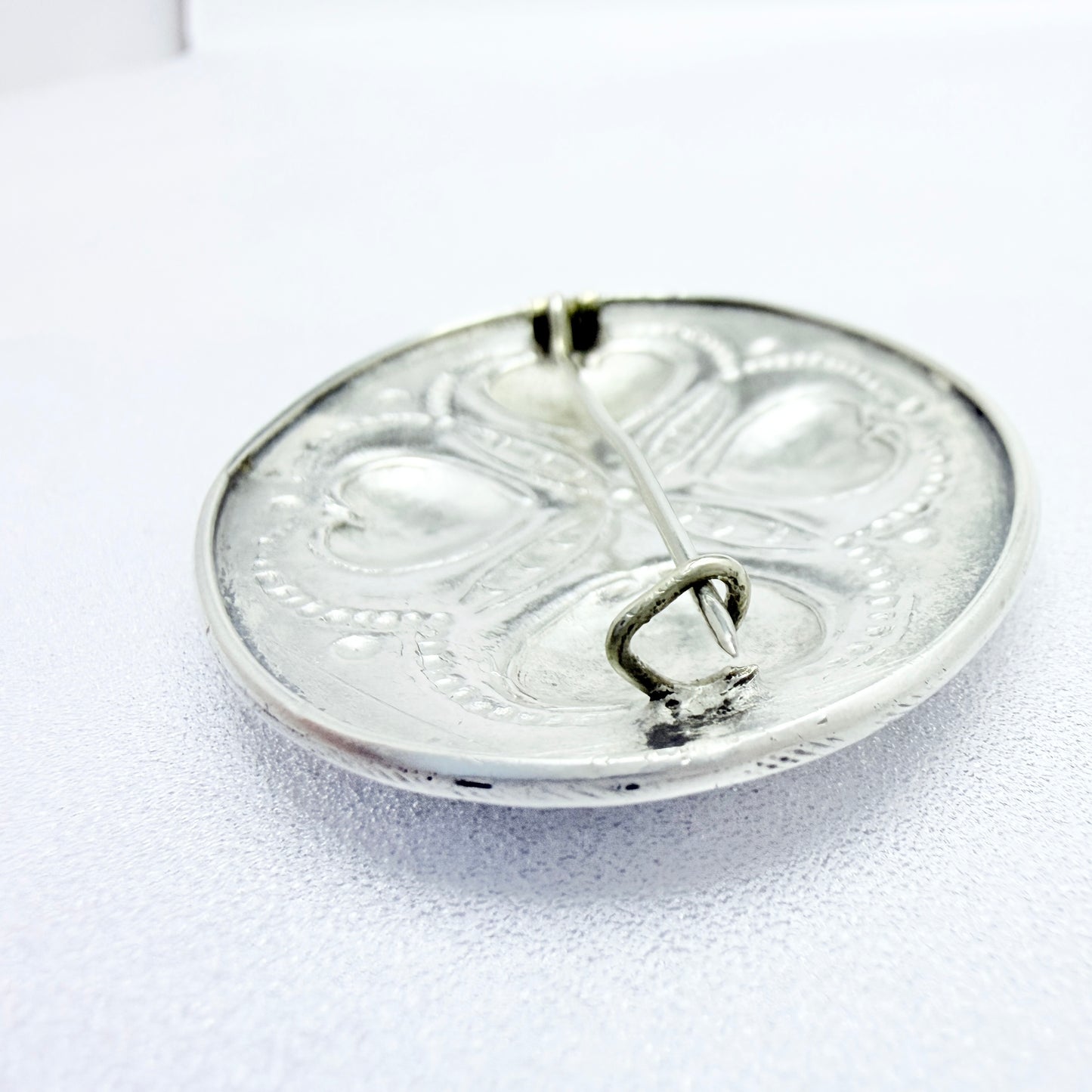 GAB, Sweden 1914. Antique Solid Silver Four Hearts Brooch.