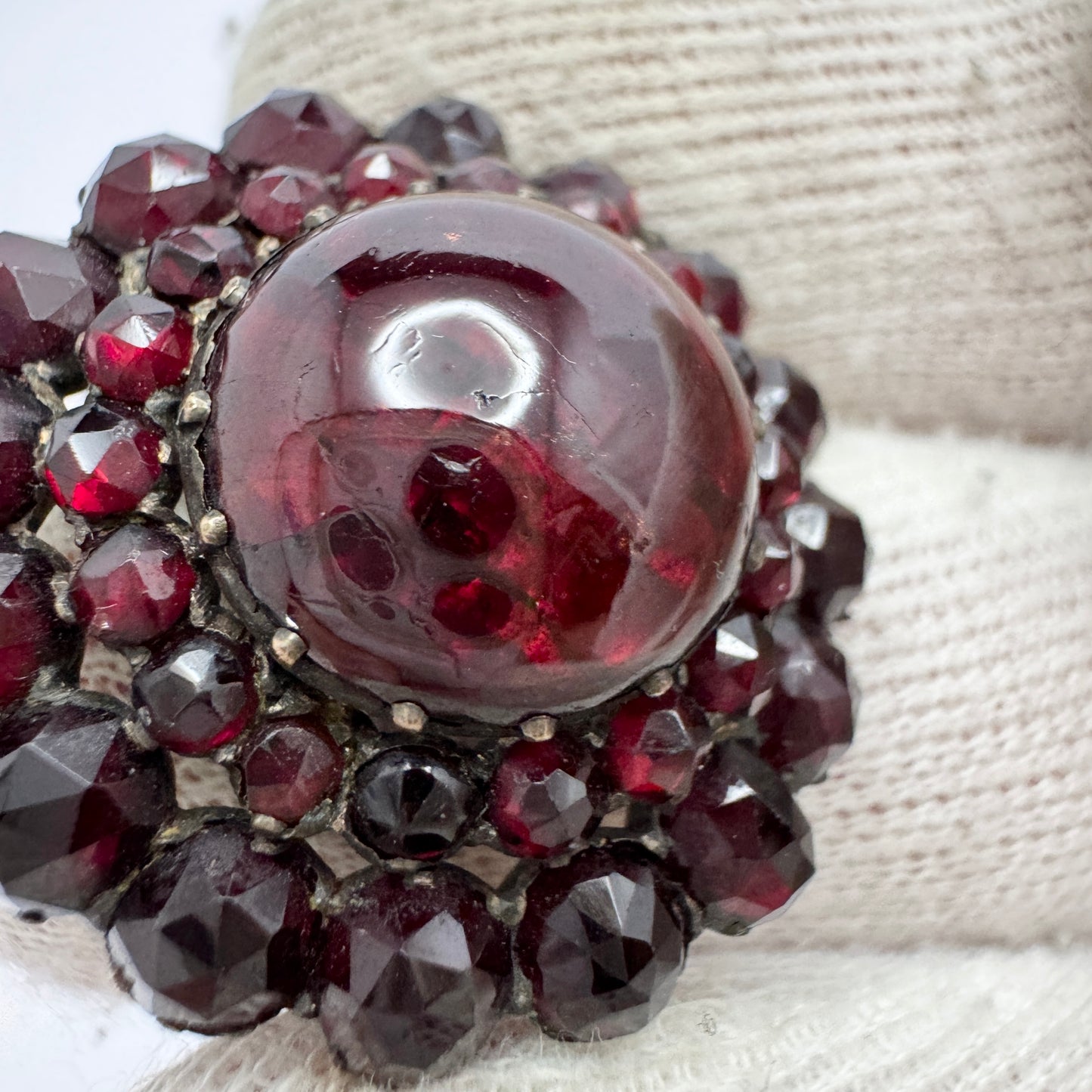 Antique Bohemian Garnet Cluster Brooch.