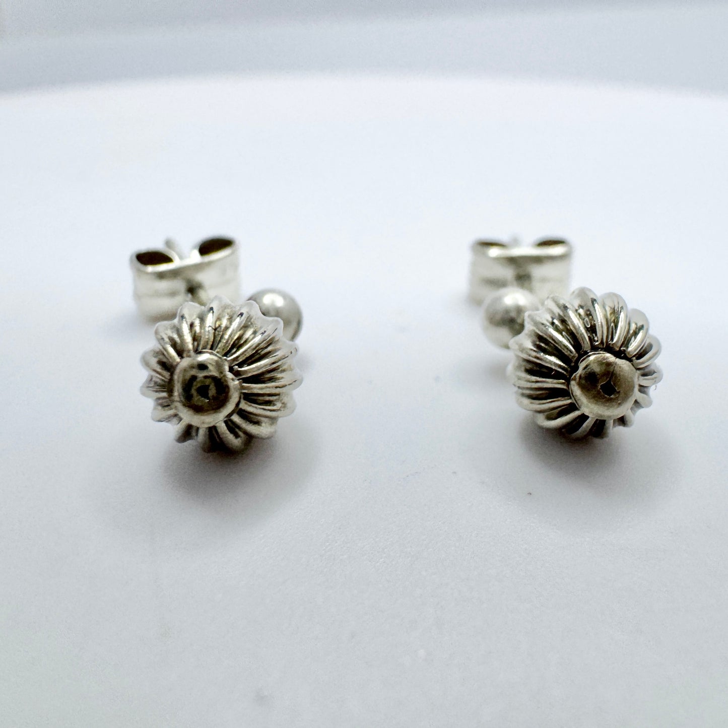 Sweden c 1940-50s Solid Silver Drop Earrings.
