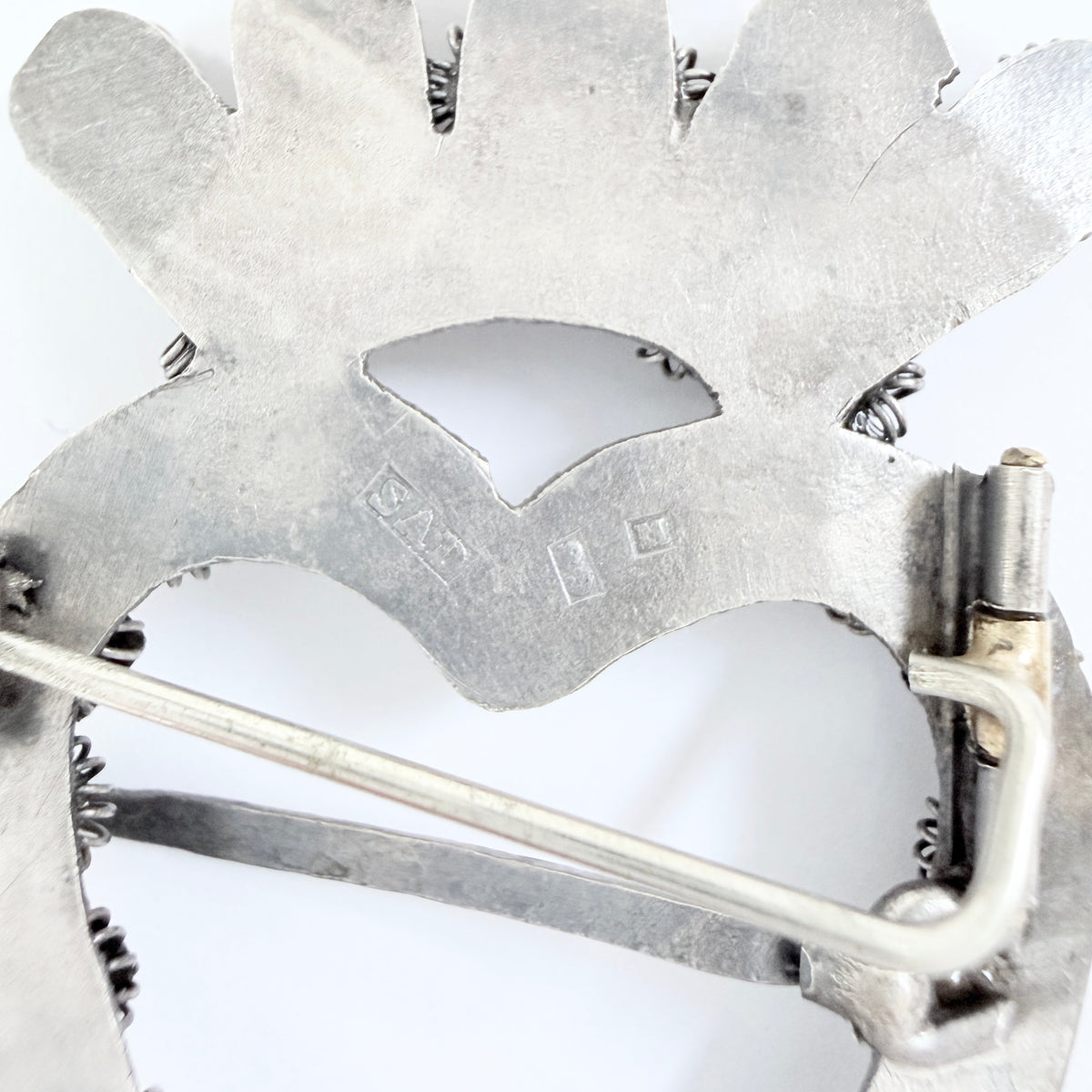 Sigvard Delcomyn, Sweden 1933. Vintage Silver Crowned Heart Brooch.