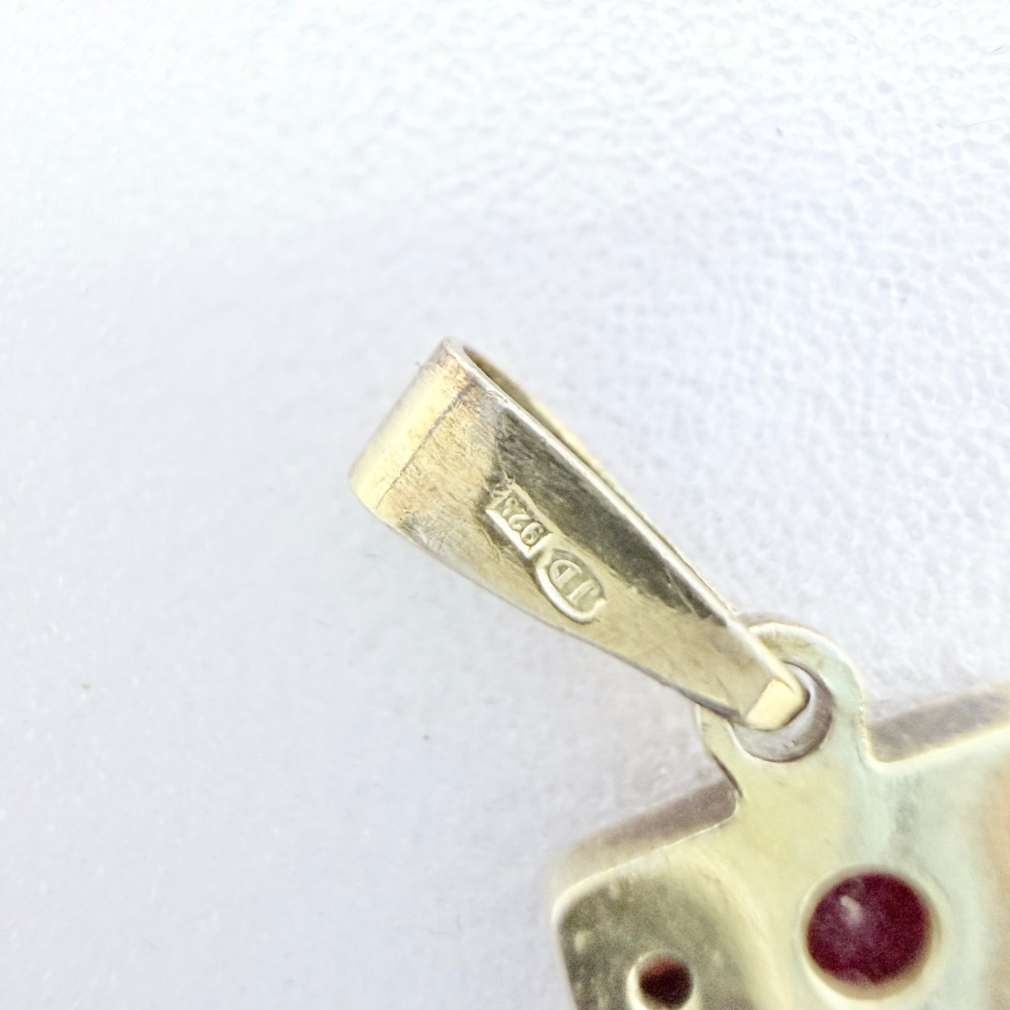 Vintage ca 1960s. Gilt Sterling Siler Garnet Little Pendant.