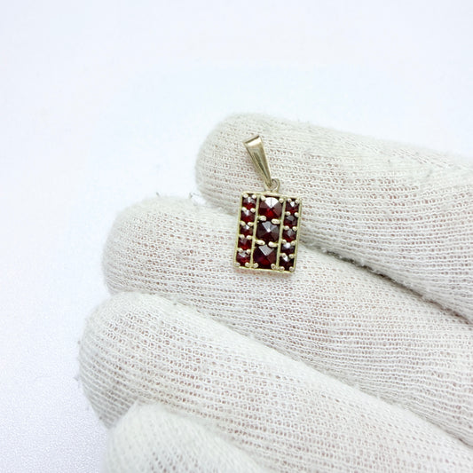 Vintage ca 1960s. Gilt Sterling Siler Garnet Little Pendant.