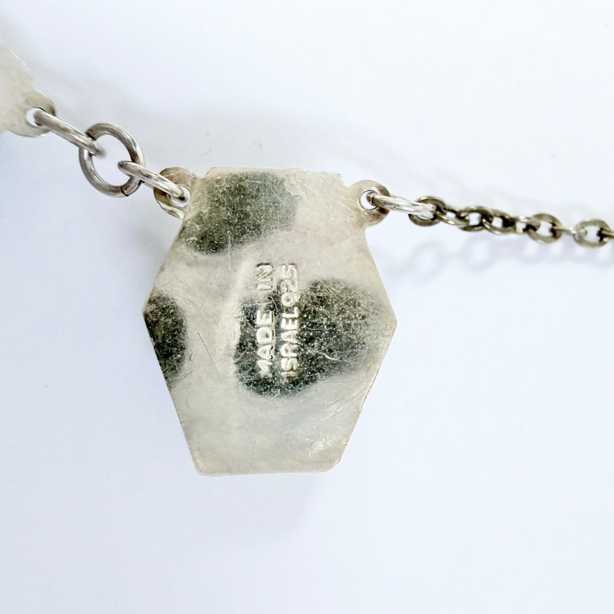 Israel 1960-70s. Vintage Sterling Silver Eilat Stone Necklace.