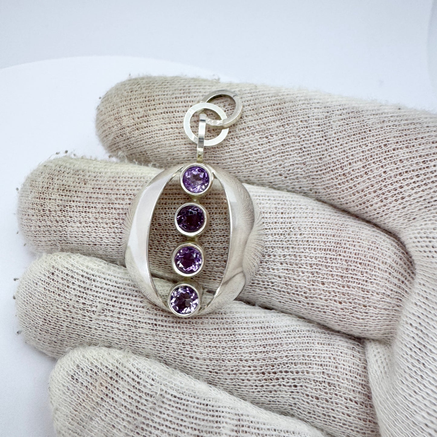 Elis Kauppi, Kupittaan Kulta Finland 1960s. Sterling Silver Amethyst Pendant.