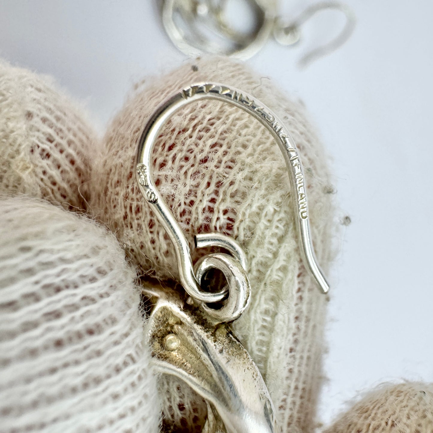 Karl Laine for Sten & Laine, Finland 1970s. Vintage Sterling Silver Spider Web Earrings.