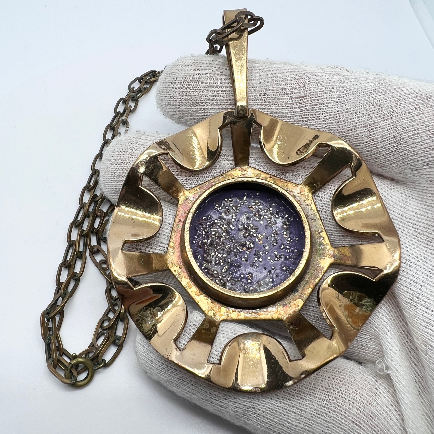 KE Palmberg for ALTON Vintage Huge Bronze Enamel Pendant Necklace