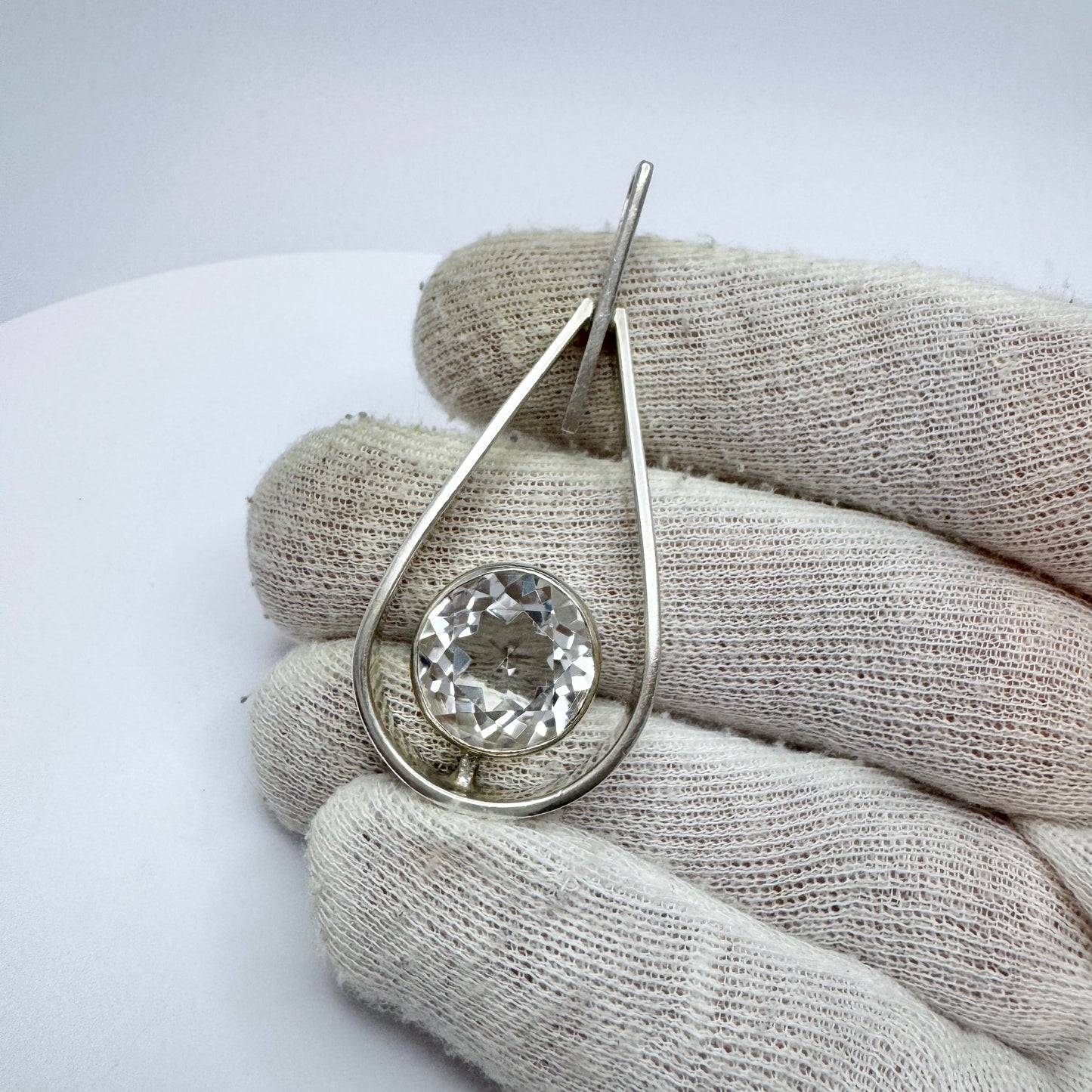 Victor Janson, Sweden 1968. Vintage Sterling Silver Rock Crystal Pendant.