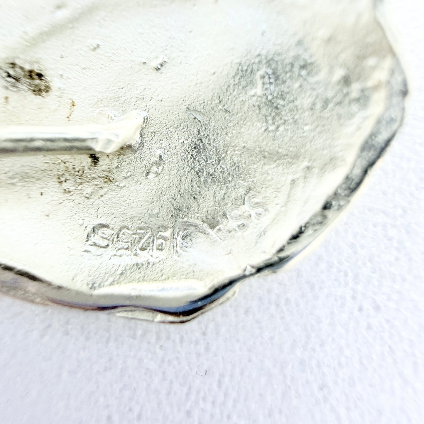 SSÄ, Sweden 1980s. Vintage Sterling Silver Hematite Pendant Long Chain Necklace.
