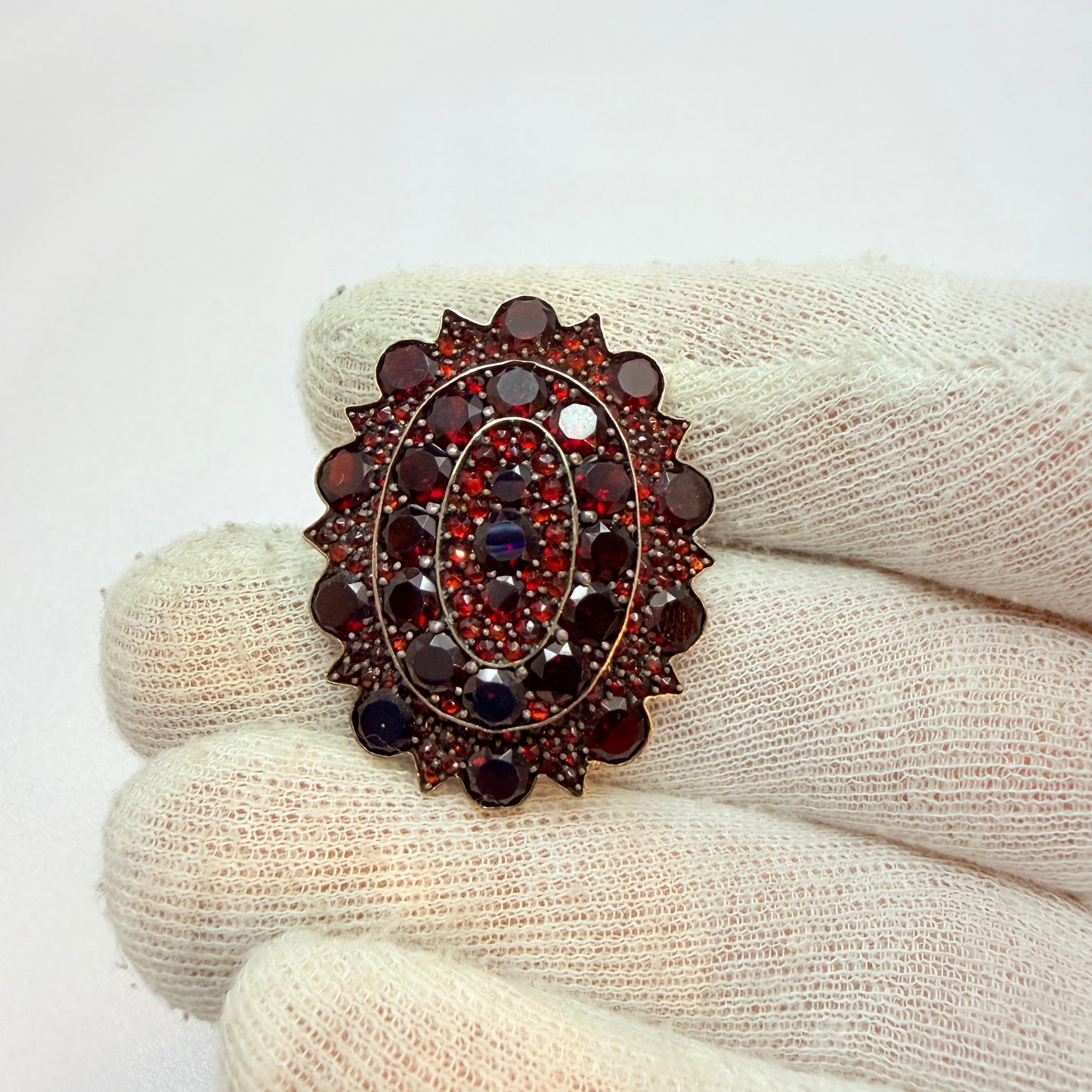 Antique Gilt Silver Bohemian Garnet Locket Brooch (pendant)