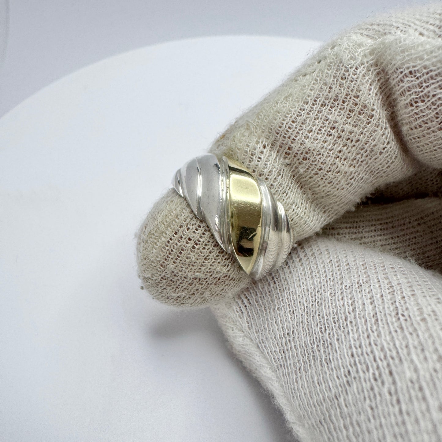 Vintage 1980s Sterling Silver 14k Gold Ring.