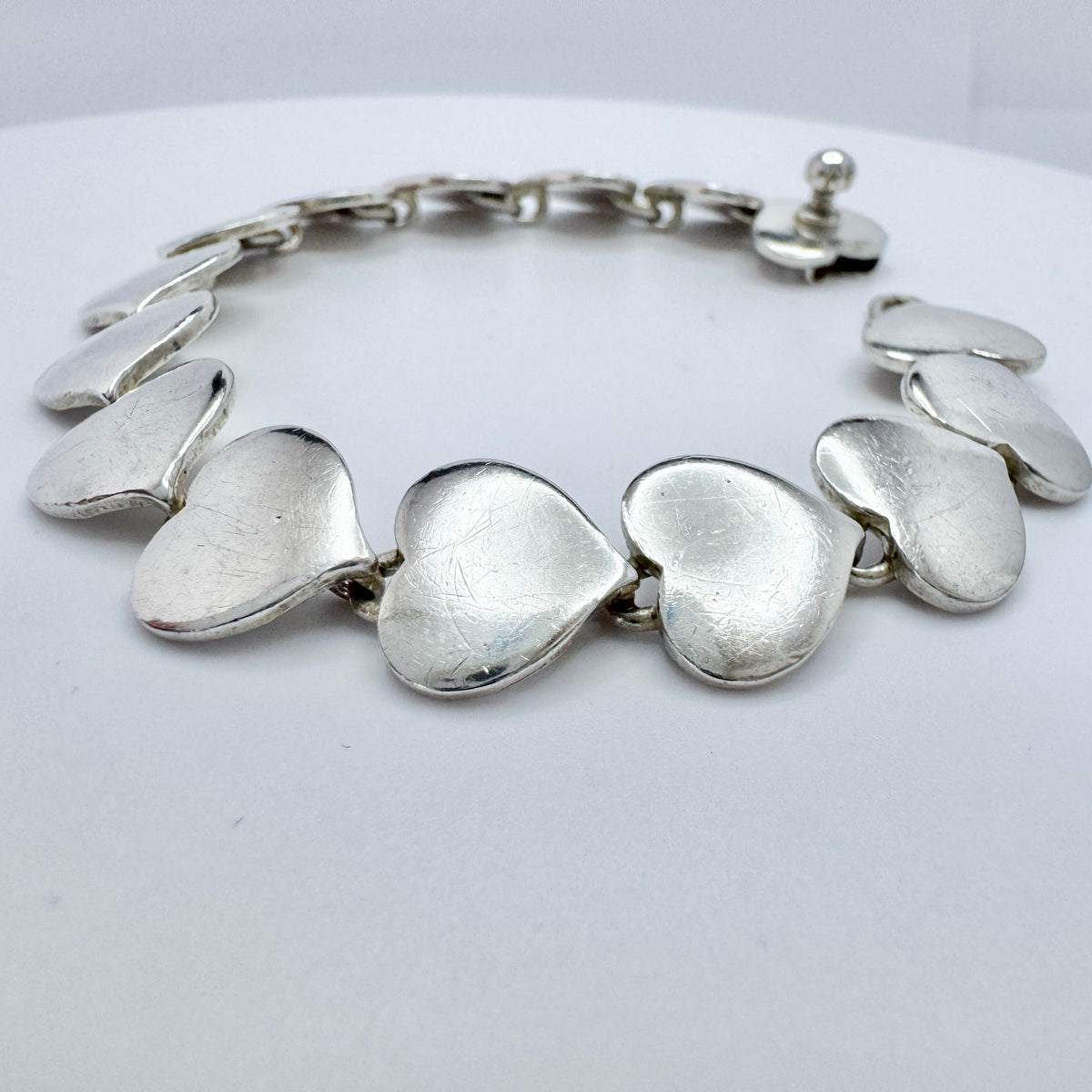 Hans Hansen, Denmark ca 1950. The Iconic Heart Bracelet with Screw Clasp.
