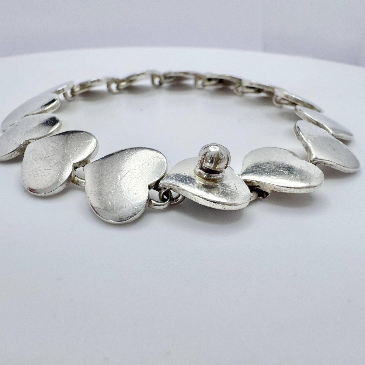 Hans Hansen, Denmark ca 1950. The Iconic Heart Bracelet with Screw Clasp.