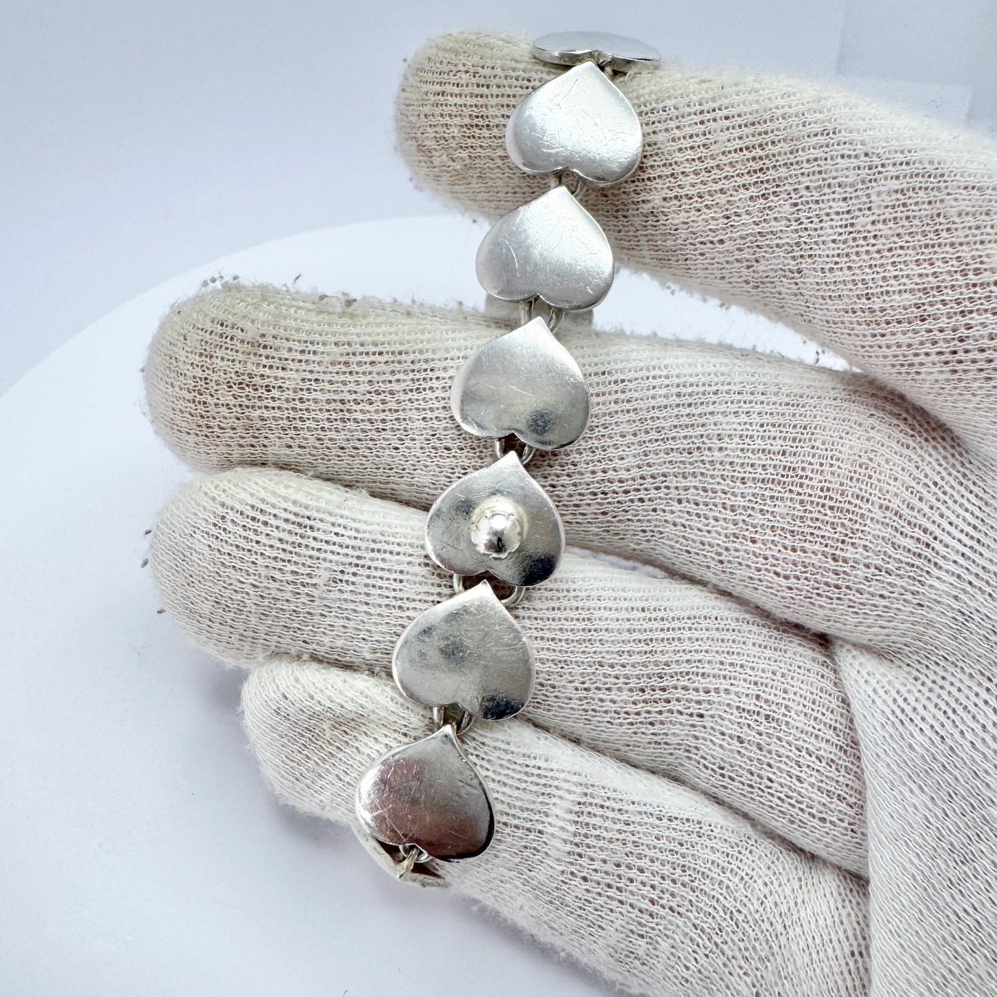 Hans Hansen, Denmark ca 1950. The Iconic Heart Bracelet with Screw Clasp.