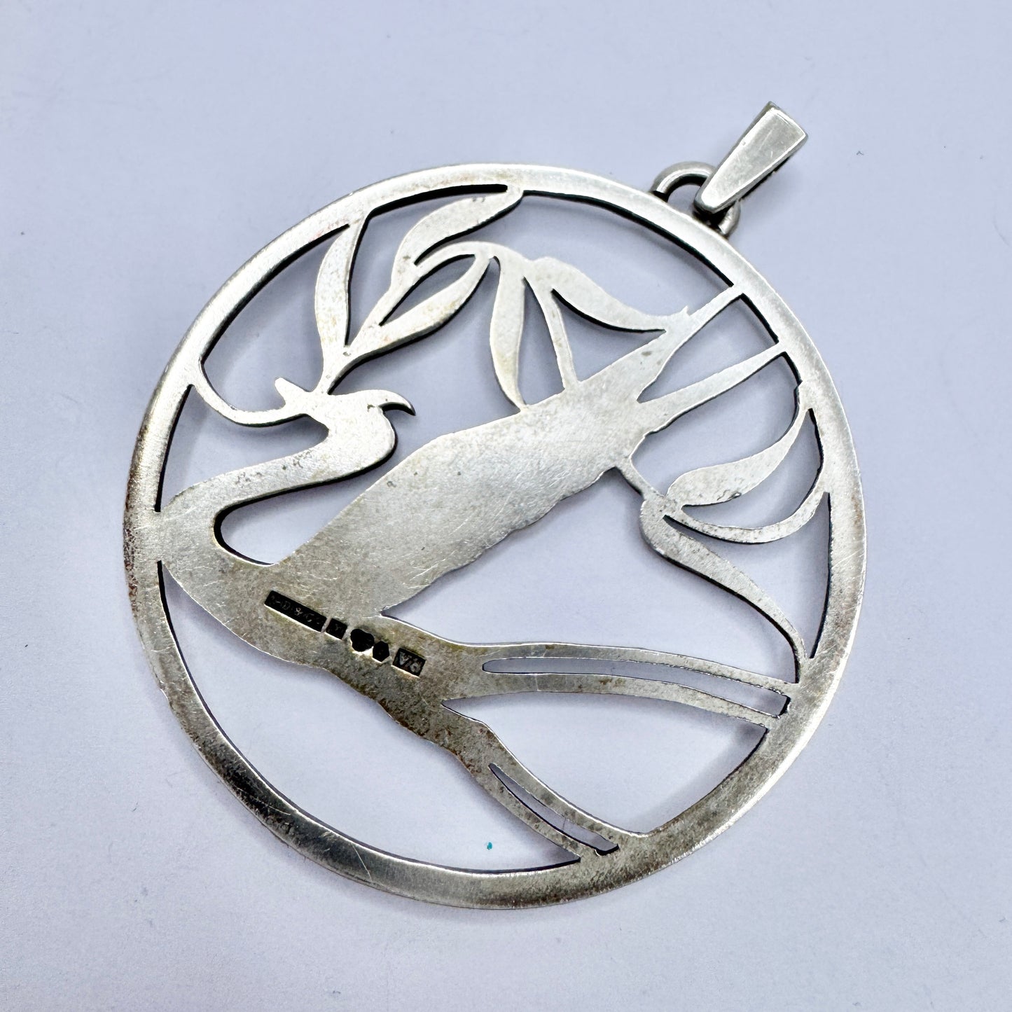 G Dahlgren, Sweden 1947. Large Vintage Sterling Silver Swallow of Peace Pendant
