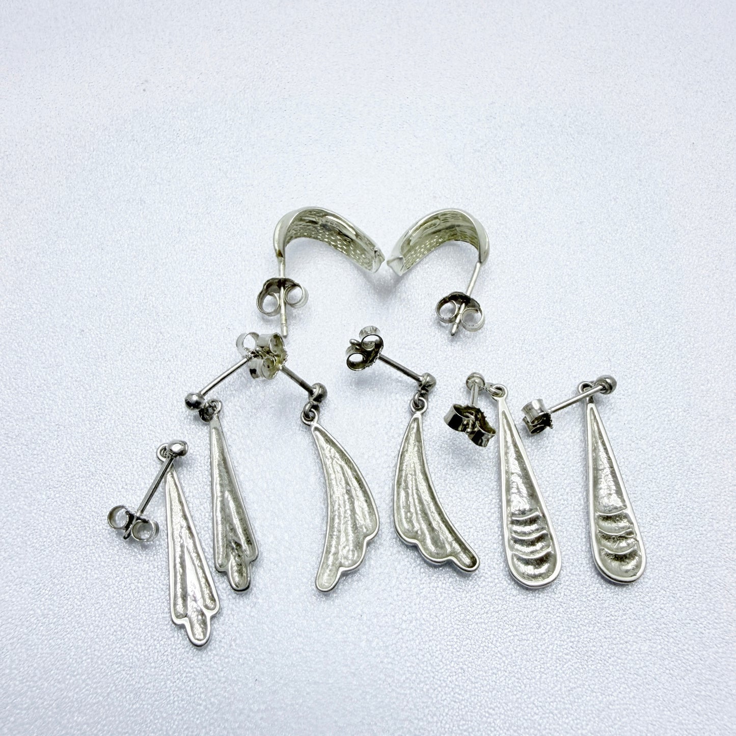 Four Pair of Solid Silver Earrings. Job-lot