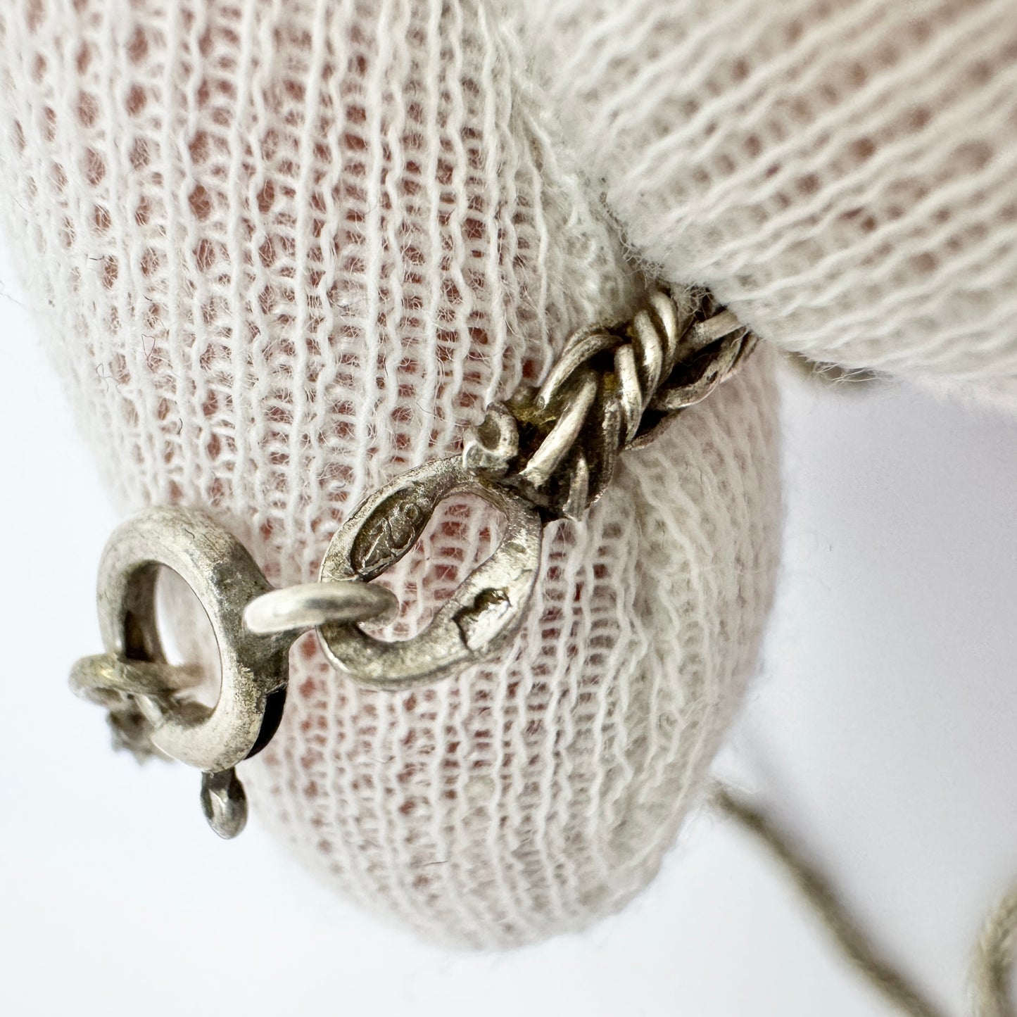 Vintage Sterling Silver Black Enamel Necklace. Possibly France.