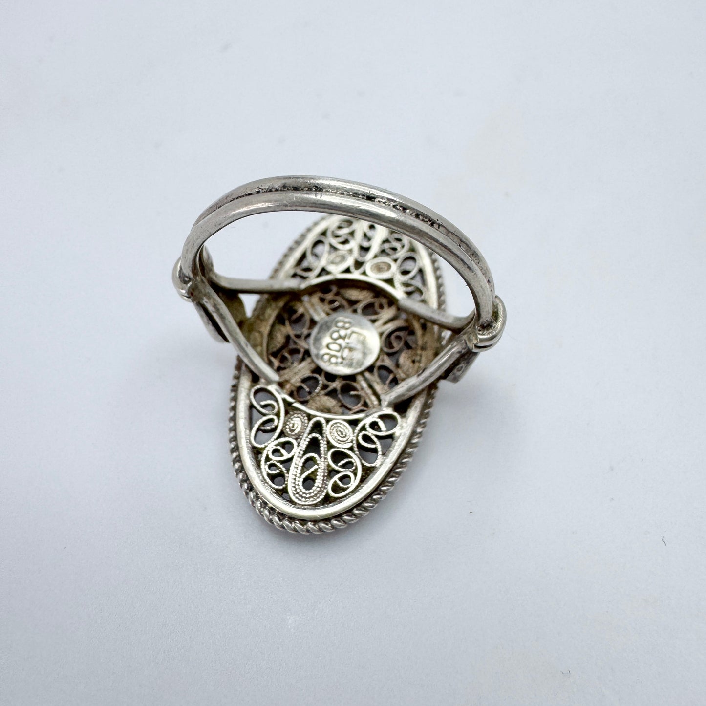 Laurits Berth, Denmark 1930-40s. Vintage 830 Silver Filigree Ring.