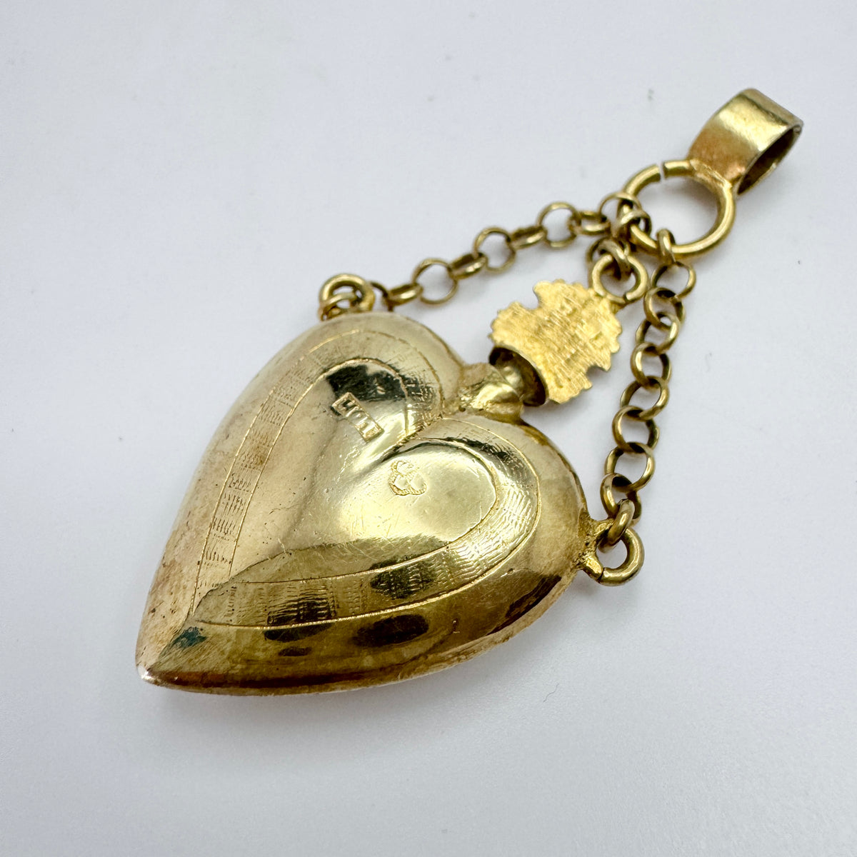 Hans Georg Tillström, Sweden 1834-44. Antique Silver Sacred Flaming Heart Pendant