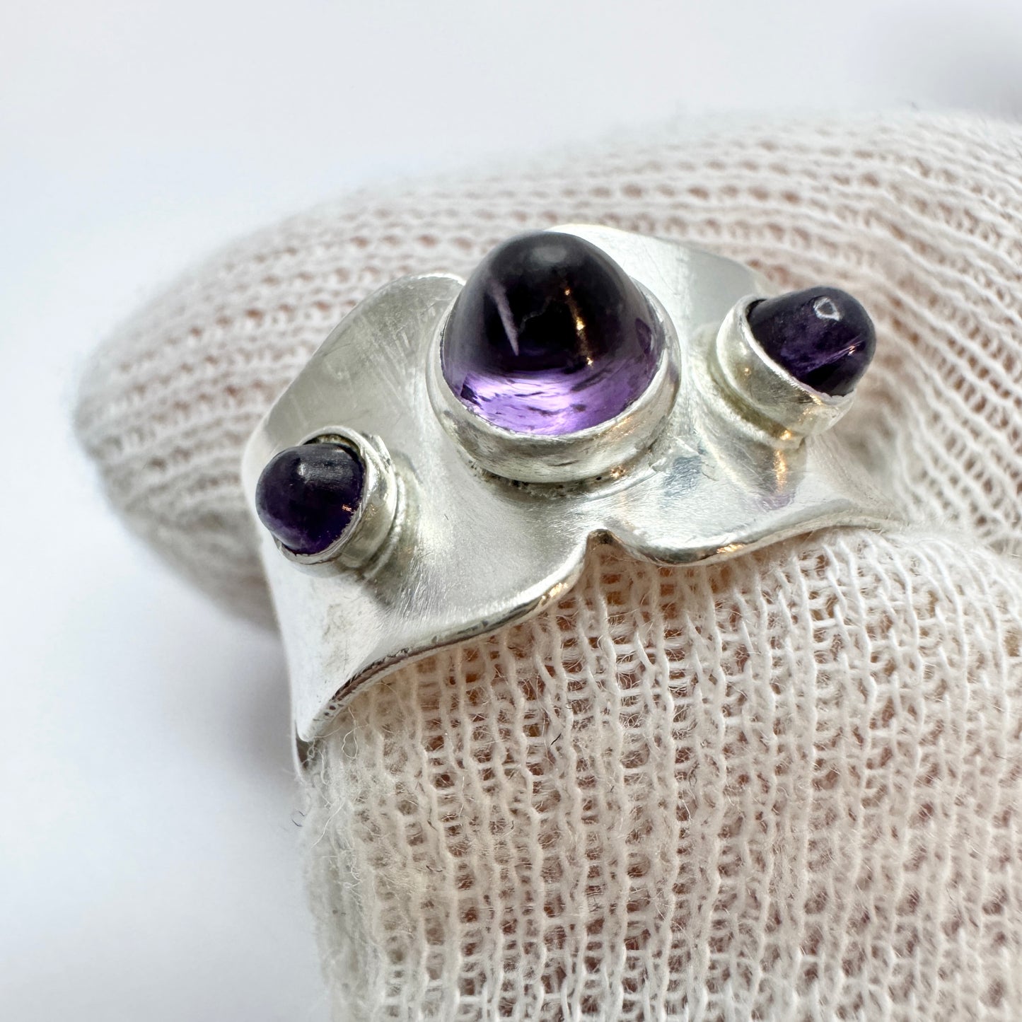 Sweden 1963. Vintage Sterling Silver Amethyst Ring.