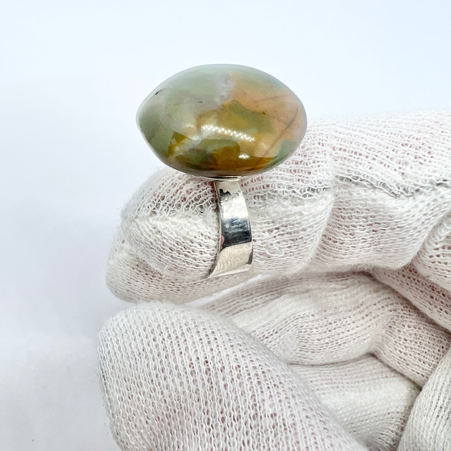 Svedbom, Sweden 1968 Vintage Sterling Silver Agate Ring.