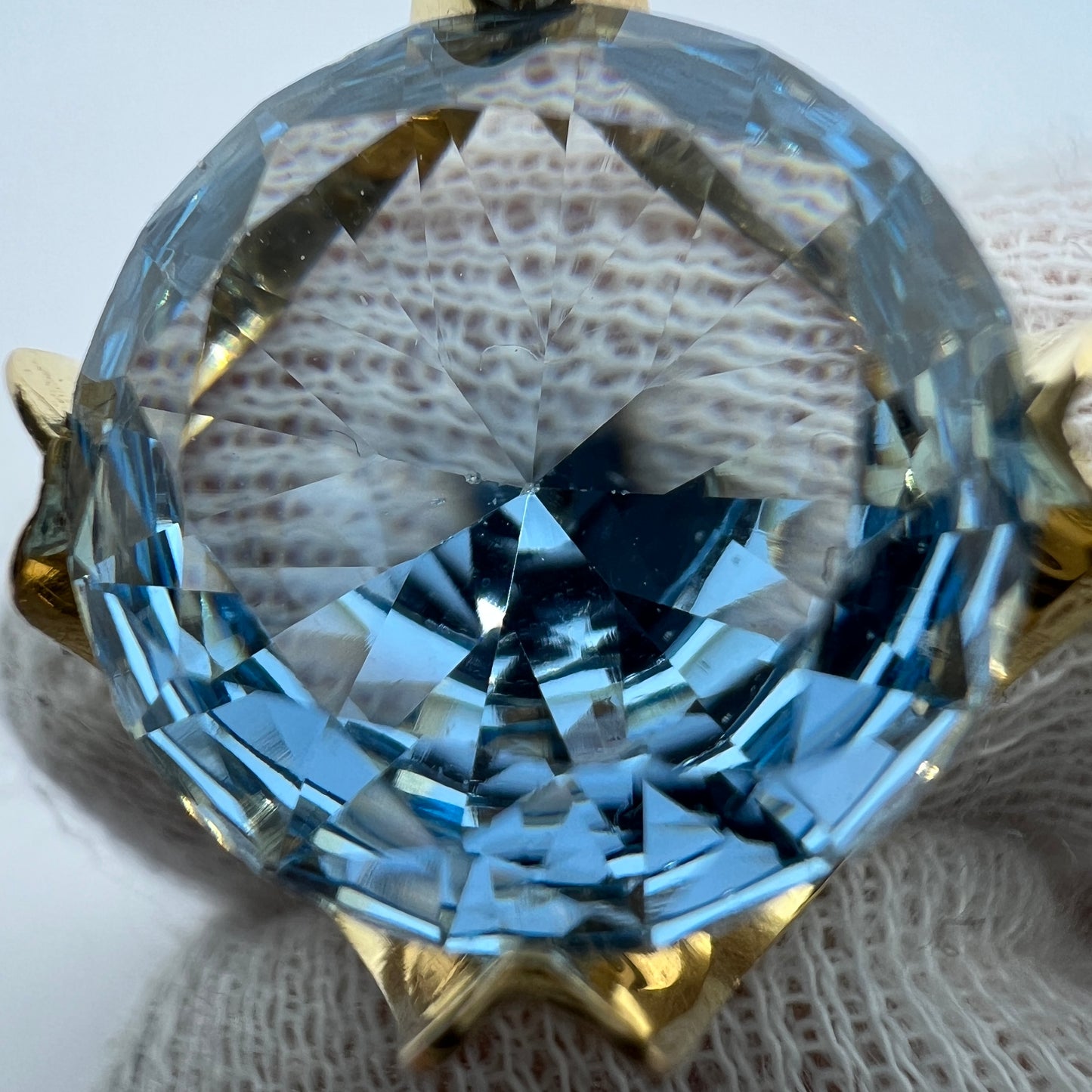 Vintage 1960s. Bold 18k Gold Icy Blue Synthetic Spinel Ring.