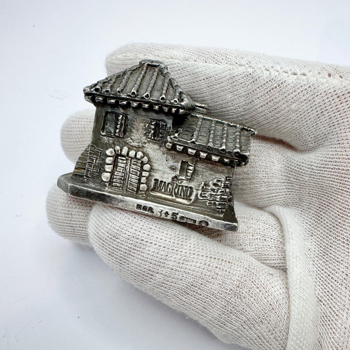 Alessandro Magrino, Italy. Vintage Sterling Silver Miniature Italian Town House.