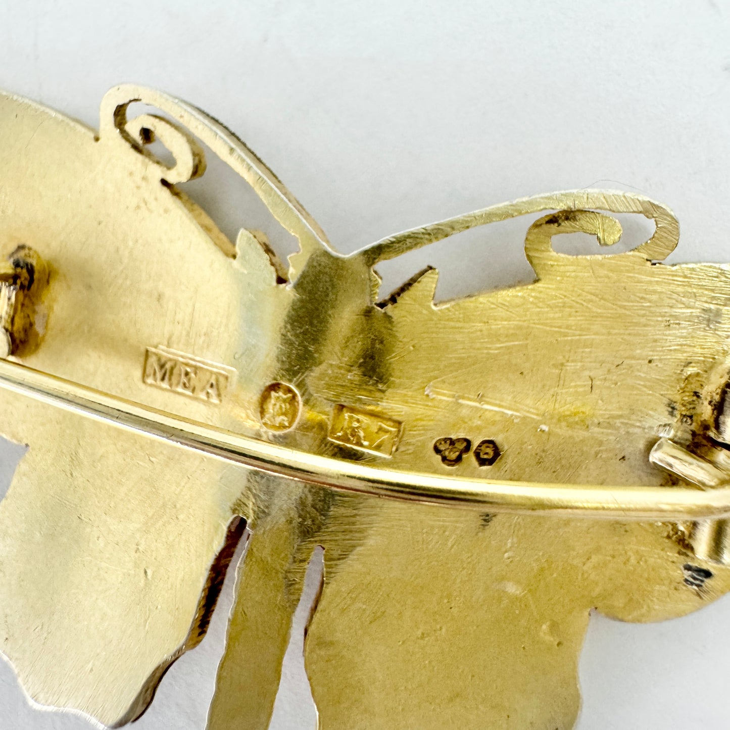 Sweden year 1919. Antique Sterling Silver Enamel Butterfly Brooch.