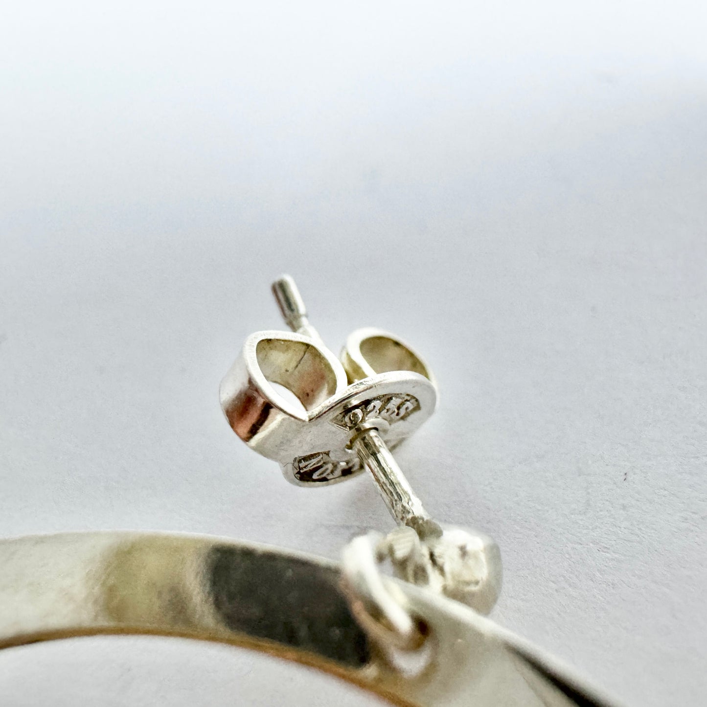 Alton, Sweden 1980s. Very Large Vintage Sterling Silver Earrings.