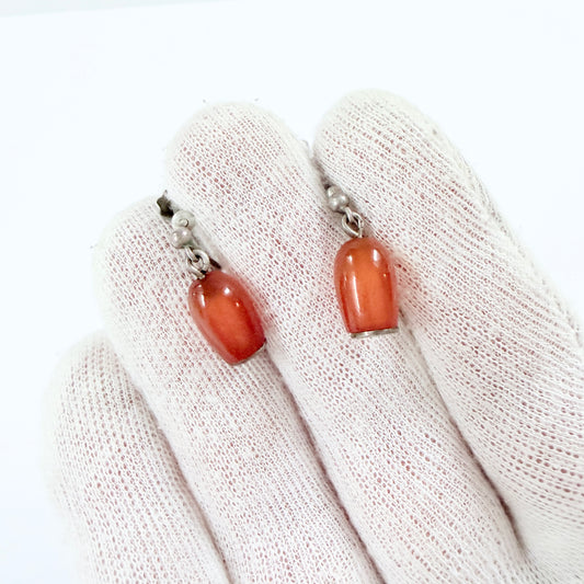 Oscar Pärno / Opifors, Sweden ca 1960s. Vintage Solid Silver Carnelian Earrings.