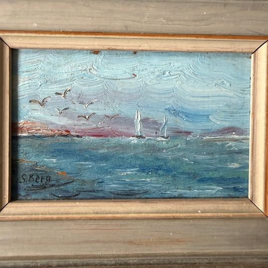 Swedish Archipelago ca 1930s Small Oil Painting, by S Berg.
