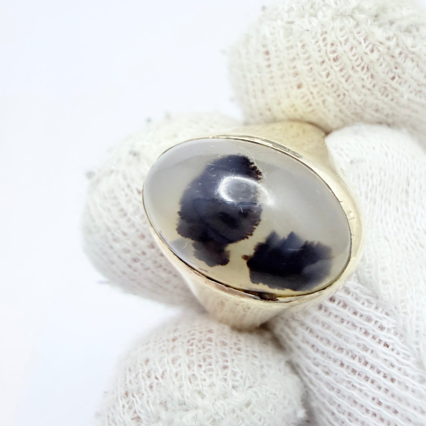 Antique year 1913. Dendritic Agate 10k Gold Ring.
