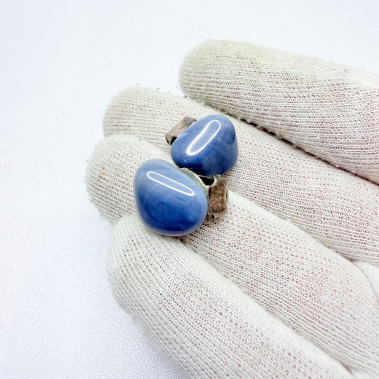 Sweden ca 1960s. Vintage Bergslagen-stone Silver Clip-on Earrings.