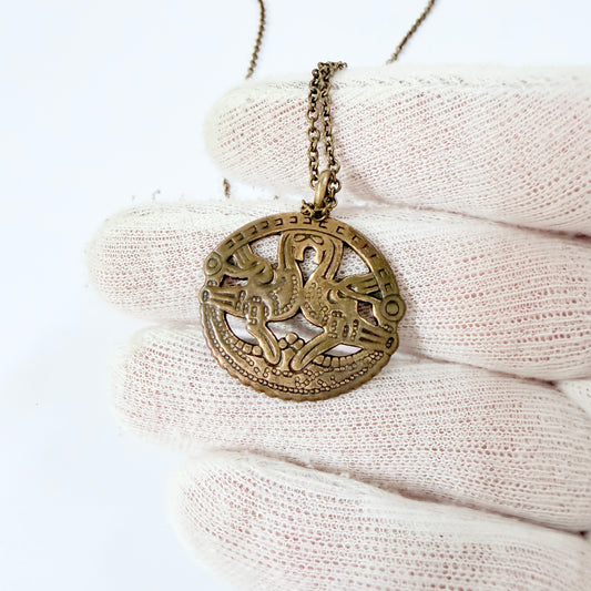 Kalevala Koru, Finland. Vintage Bronze Birds of Paradise Pendant Necklace.