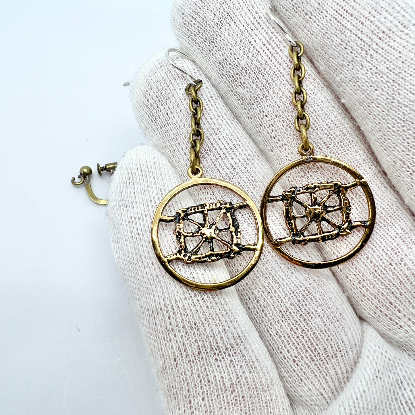 Pentti Sarpaneva Finland 1970s Vintage Bronze Earrings.