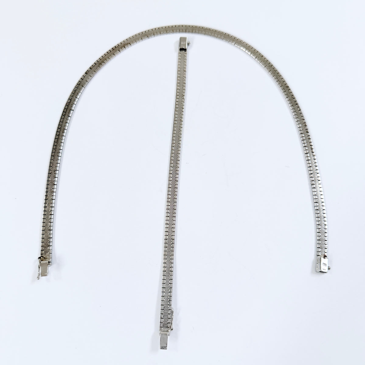 Vintage Solid 835 Silver Necklace + Bracelet.