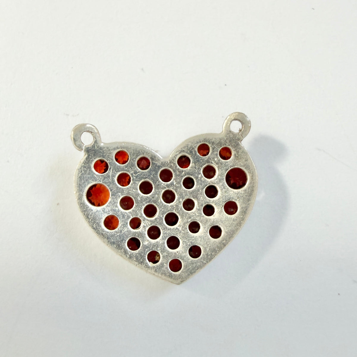 Vintage 900 Silver Bohemian Garnet Heart Pendant.