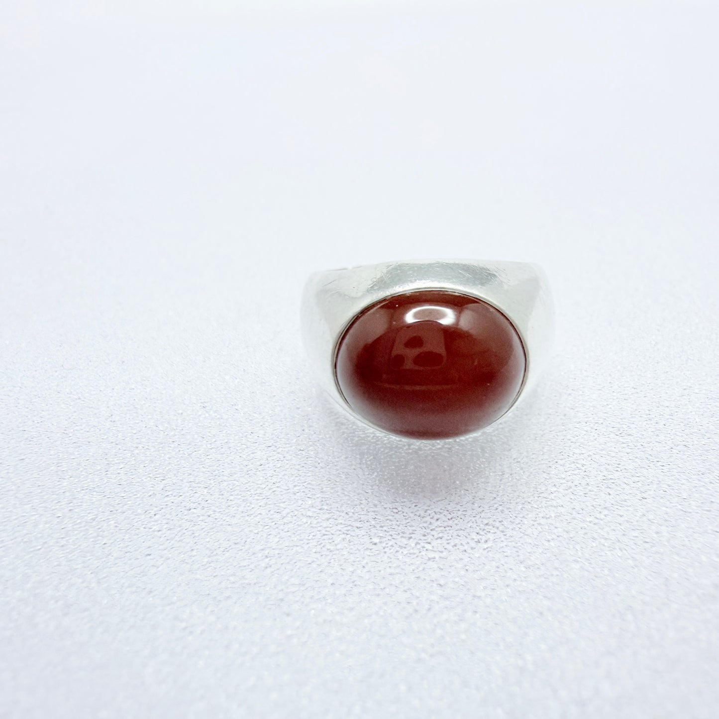 Vintage 1960s Solid Silver Carnelian Ring.