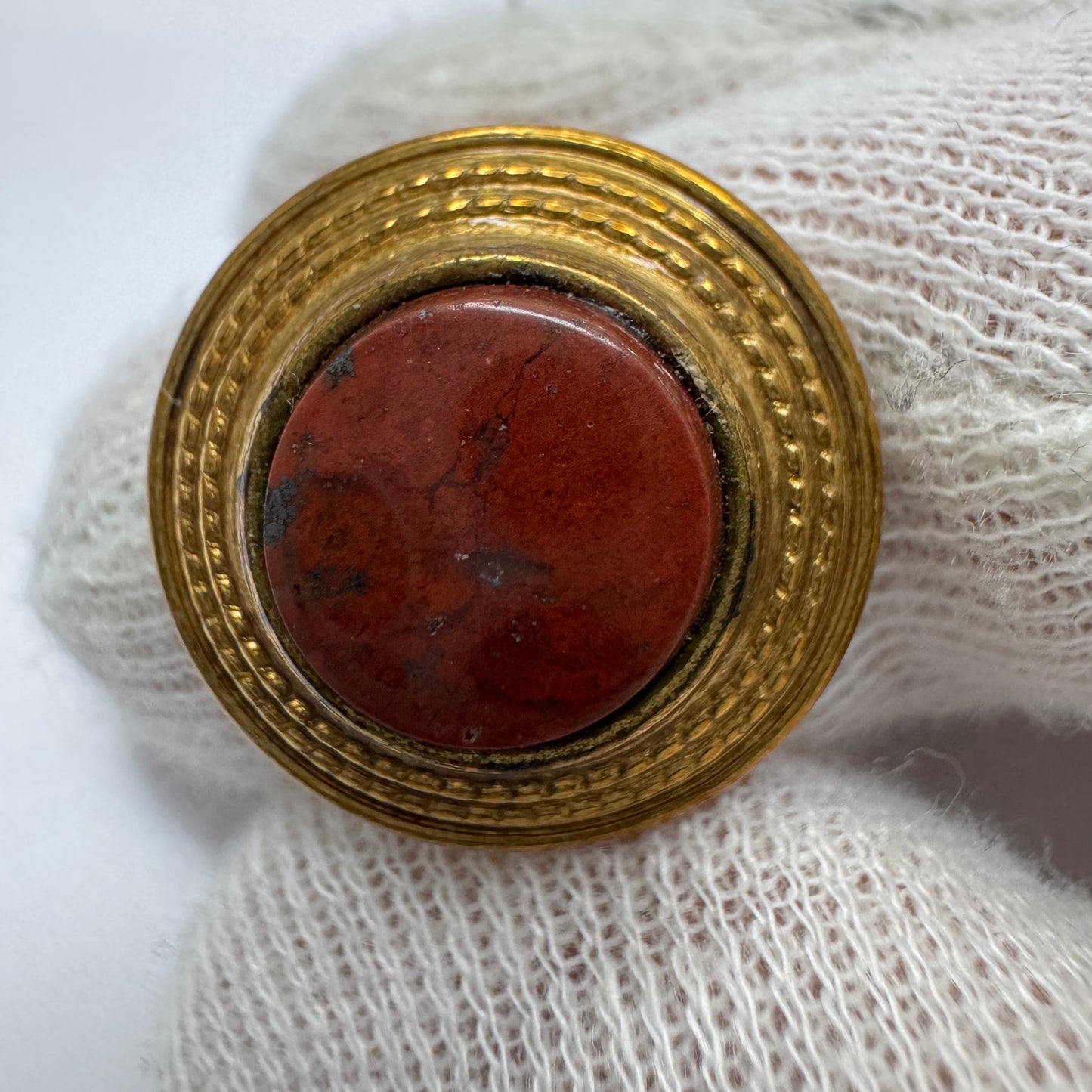 Kalevala Koru., Finland. Vintage Bronze Red Hardstone Ring.