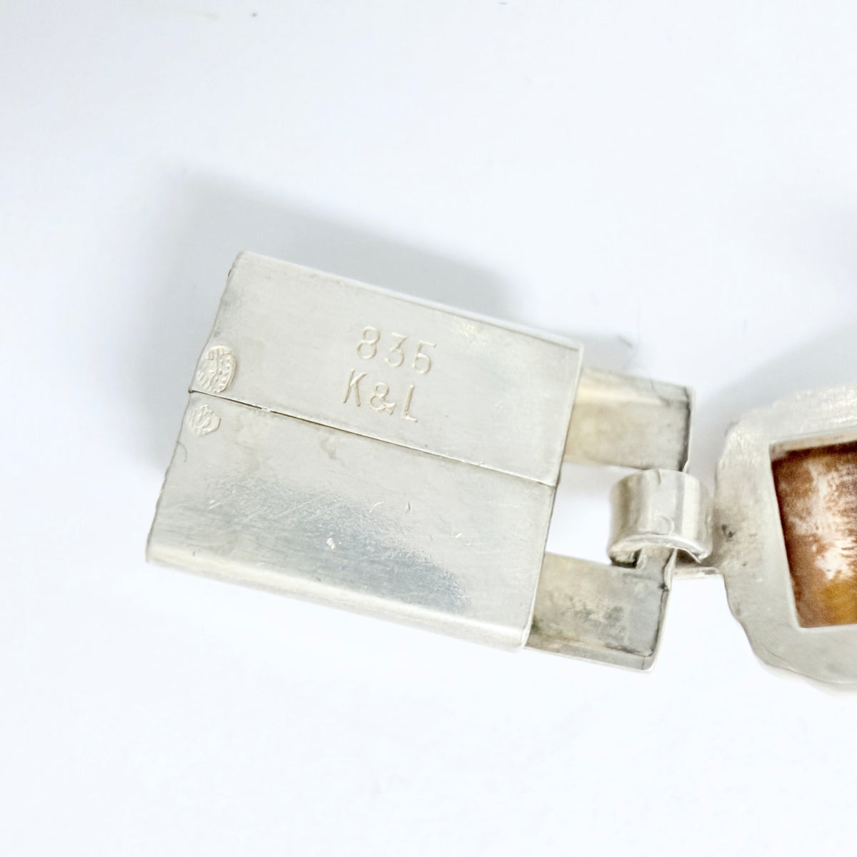 K&L-Kordes Lichtenfels, Germany c 1960s. Vintage Solid Silver Tiger's Eye Bracelet.